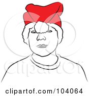 Poster, Art Print Of Boy Wearing A Flipped Over Santa Hat