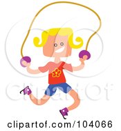 Poster, Art Print Of Square Head Girl Skipping Rope