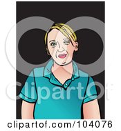 Royalty Free RF Clipart Illustration Of A Blond Pop Art Styled Woman In A Blue Shirt