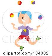 Royalty Free RF Clipart Illustration Of A Square Head Boy Juggling