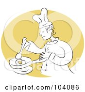 Royalty Free RF Clipart Illustration Of A Chef Cooking An Egg In A Pan