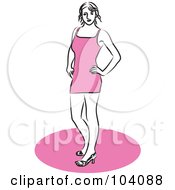 Royalty Free RF Clipart Illustration Of A Sexy Woman Standing In A Pink Mini Dress by Prawny