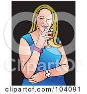 Royalty Free RF Clipart Illustration Of A Pop Art Styled Blond Woman Drinking Wine by Prawny
