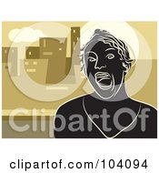 Royalty Free RF Clipart Illustration Of A Silhouetted Man Screaming