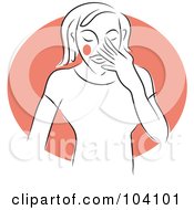 Poster, Art Print Of Blushing Woman Touching Her Face