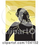 Poster, Art Print Of Silhouetted Woman Eating A Popsicle On A Beach