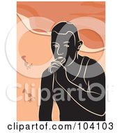 Poster, Art Print Of Silhouetted Man Eating A Popsicle On A Beach