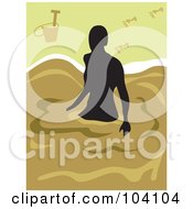 Poster, Art Print Of Silhouetted Woman Wading On A Beach