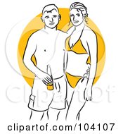 Poster, Art Print Of Woman And Her Boyfriend Standing In Swimwear