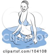 Royalty Free RF Clipart Illustration Of A Woman Wading In A Pool In A Bikini by Prawny