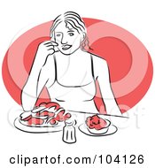 Royalty Free RF Clipart Illustration Of A Woman Eating At A Table