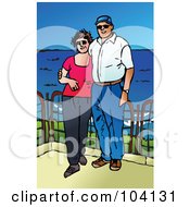 Royalty Free RF Clipart Illustration Of A Happy Middle Aged Couple At The Coast by Prawny