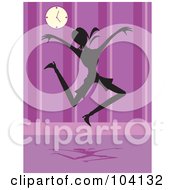 Royalty Free RF Clipart Illustration Of A Silhouetted Joyful Woman