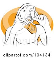 Royalty Free RF Clipart Illustration Of A Woman Eating Pizza