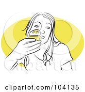 Royalty Free RF Clipart Illustration Of A Woman Eating An Ice Cream Cone