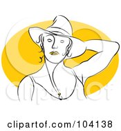 Royalty Free RF Clipart Illustration Of A Woman Adjusting Her Hat