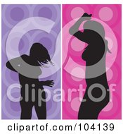 Royalty Free RF Clipart Illustration Of A Digital Collage Of Two Silhouetted Female Dancers