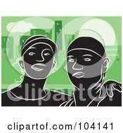 Royalty Free RF Clipart Illustration Of A Silhouetted Couple Over Green