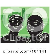 Poster, Art Print Of Silhouetted Couple Over Green