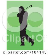 Poster, Art Print Of Silhouetted Golfer Man Over Green