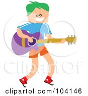 Poster, Art Print Of Square Head Boy Playing A Guitar