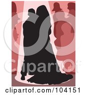 Poster, Art Print Of Silhouetted Bride And Groom Dancing