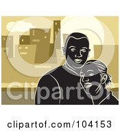 Royalty Free RF Clipart Illustration Of A Silhouetted Couple Over Brown