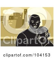 Poster, Art Print Of Silhouetted Couple Over Brown