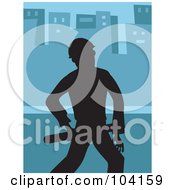 Royalty Free RF Clipart Illustration Of A Silhouetted Architect by Prawny