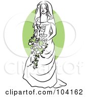 Poster, Art Print Of Happy Bride With Green Flowers