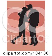 Royalty Free RF Clipart Illustration Of A Silhouetted Couple Kissing Over Pink