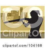 Poster, Art Print Of Silhouetted Woman Shooting A Rifle