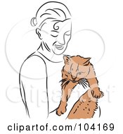 Poster, Art Print Of Happy Woman Holding Her Cat