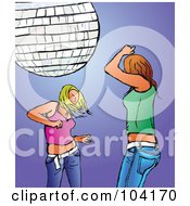 Poster, Art Print Of Two Young Women Dancing Under A Disco Ball