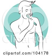 Royalty Free RF Clipart Illustration Of A Man Brushing His Teeth