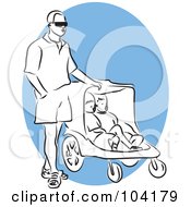 Poster, Art Print Of Man Walking With A Stroller