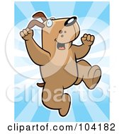 Royalty Free RF Clipart Illustration Of A Joyous Dog Leaping Over Blue Rays