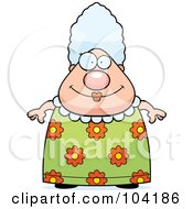 Poster, Art Print Of Chubby Grandma In A Floral Dress