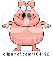 Royalty Free RF Clipart Illustration Of A Chubby Pink Pig by Cory Thoman