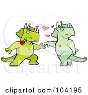 Romantic Triceratops Couple Dancing