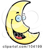 Royalty Free RF Clipart Illustration Of A Happy Crescent Moon