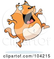 Poster, Art Print Of Happy Orange Cat Leaping