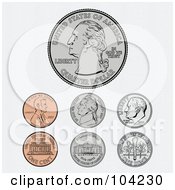 Royalty Free RF Clipart Illustration Of A Digital Collage Of American Coins
