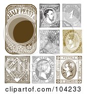 Digital Collage Of Retro Stamp Designs