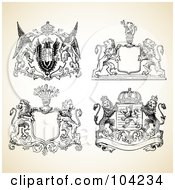 Poster, Art Print Of Digital Collage Of Medieval Animal Crest Designs
