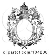 Royalty Free RF Clipart Illustration Of A Black And White Medieval Crest Design With A Crown And Keys by BestVector