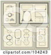 Digital Collage Of Frames And Design Elements With Certificate Borders On Tan