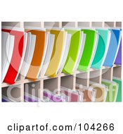 Royalty Free RF Clipart Illustration Of A Wall Of Colorful 3d File Folders And Documents Organized And Archived In Shelves by Tonis Pan