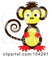 Royalty Free RF Clipart Illustration Of A Cute Brown Red And Yellow Monkey With A Curled Tail by kaycee #COLLC104291-0112