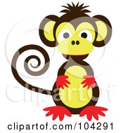 Royalty Free RF Clipart Illustration Of A Cute Brown Red And Yellow Monkey With A Curled Tail